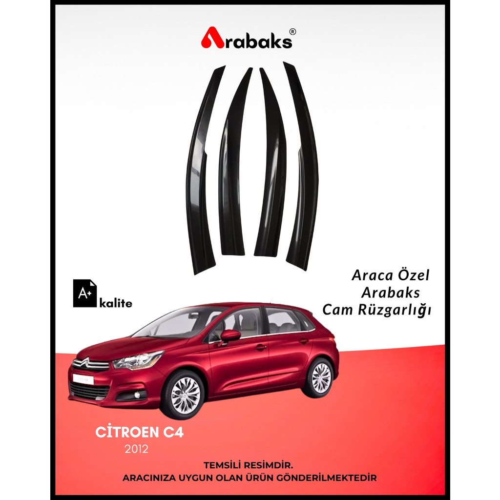 Arabaks Citroen C4 2012 Cam Rüzgarlığı 4’lü Takım (Mugen Tip, Dayanıklı Malzeme, Kolay Montaj) Diğer Fiyatı
