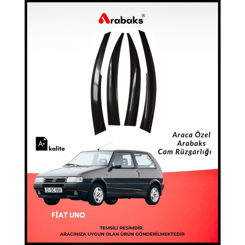 Arabaks Fiat Uno Cam Rüzgarlığı 4’lü Takım Kolay Montaj Dayanıklı Malzeme ile Uyumlu Mugen Tip Oto Rüzgarlıkları Fiyatı