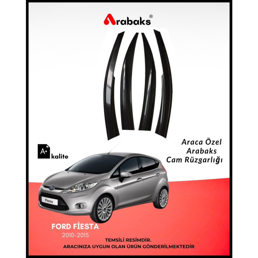 Arabaks Ford Fiesta 2010-2015 Cam Rüzgarlığı 4'lü Takım Mugen Tip Dayanıklı Malzeme Kolay Montaj Oto Rüzgarlıkları Fiyatı