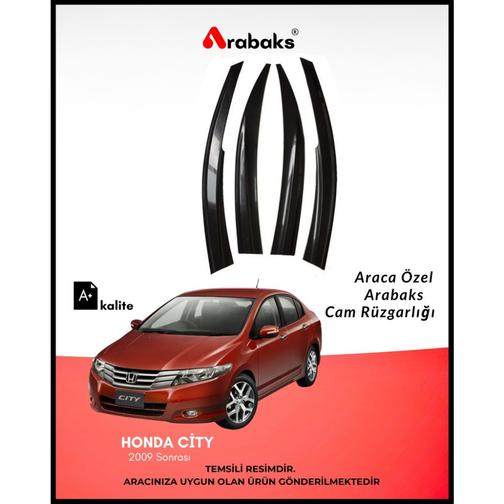 Arabaks Honda City 2009 Sonrası Mugen Tip Cam Rüzgarlığı 4'lü Takım Dayanıklı Malzeme Kolay Montaj Oto Rüzgarlıkları Fiyatı
