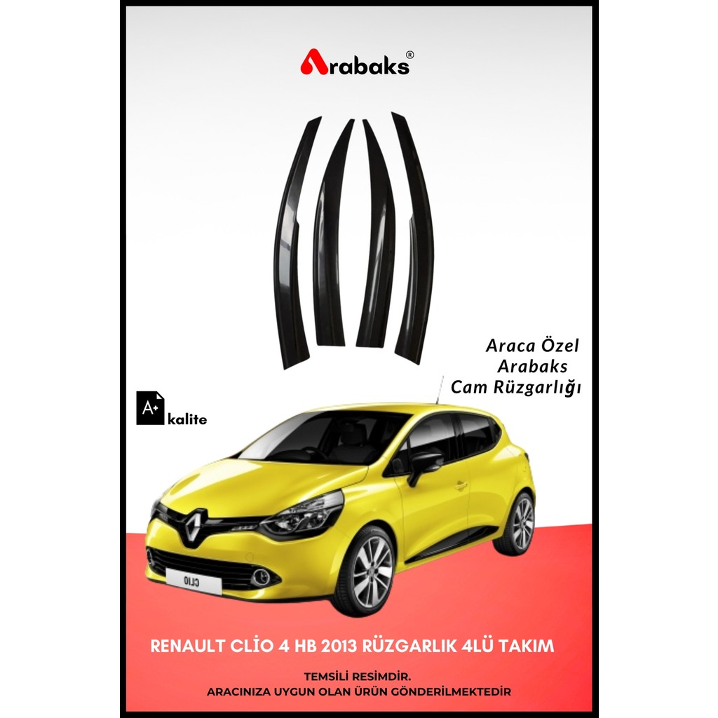 Arabaks Renault Clio 4 Hb Cam Rüzgarlığı 4'lü Takım Kolay Montaj Mugen Tip Dayanıklı Malzeme Oto Rüzgarlıkları Fiyatı