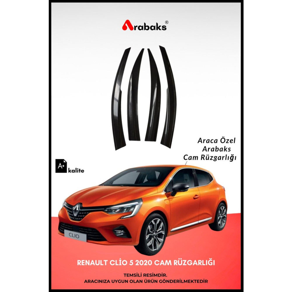 Arabaks Renault Clio 5 Cam Rüzgarlığı 4'lü Takım (Mugen Tip, Dayanıklı Malzeme, Kolay Montaj) Oto Rüzgarlıkları Fiyatı