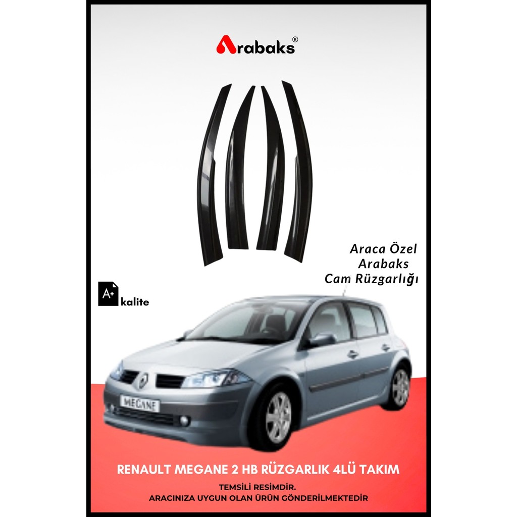 Arabaks Renault Megane 2 Hb Cam Rüzgarlığı 4'lü Takım (Mugen Tip, Dayanıklı Malzeme, Kolay Montaj) Diğer Fiyatı