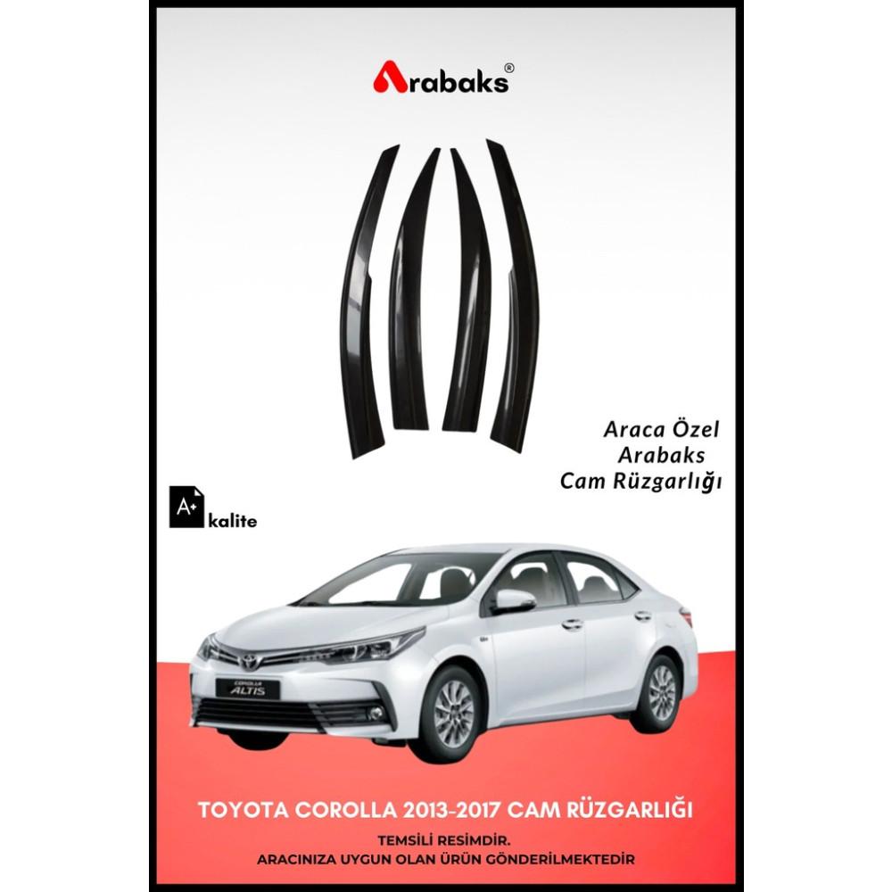 Arabaks Toyota Corolla 2013-2017 Cam Rüzgarlığı 4'lü Takım (Mugen Tip, Dayanıklı Malzeme, Kolay Montaj) Oto Rüzgarlıkları Fiyatı