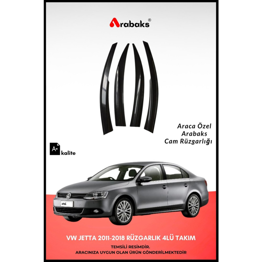 Arabaks Vw Jetta 2011-2018 Cam Rüzgarlığı 4'lü Takım (Mugen Tip, Dayanıklı Malzeme, Kolay Montaj) Oto Rüzgarlıkları Fiyatı
