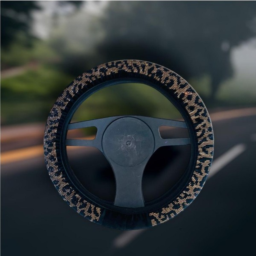 Arabasına Aşıklar Kulübü Leopar Model Cristal Taşlı Direksiyon Kılıfı (Peugeot Uygun) - Siyah Direksiyon Kılıfı Fiyatı