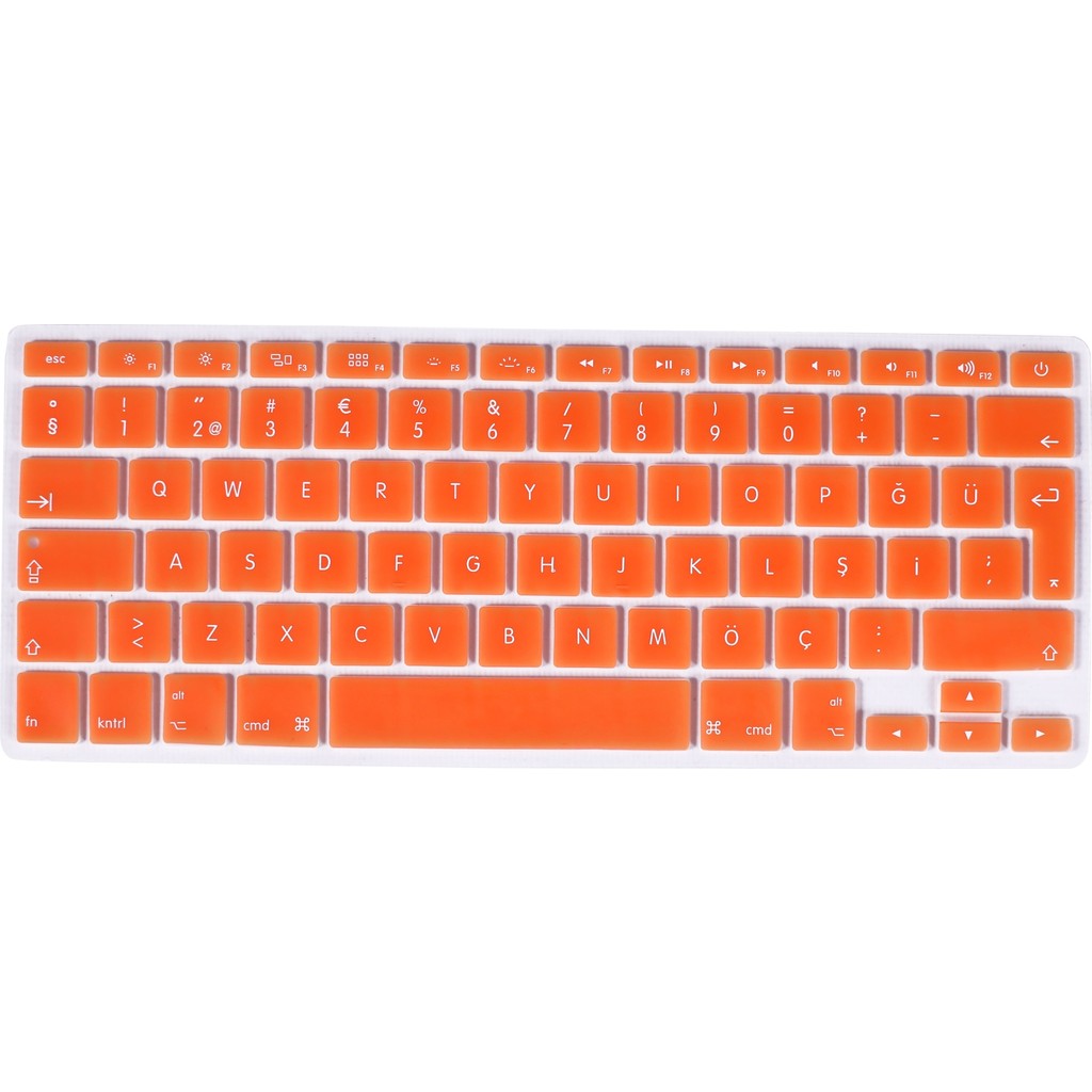 Arabulalaca Apple Macbook Air 13.3" 2017 A1466 - A1369 Silikon Klavye Koruyucu Türkçe - Turuncu Klavye - Mouse Fiyatı