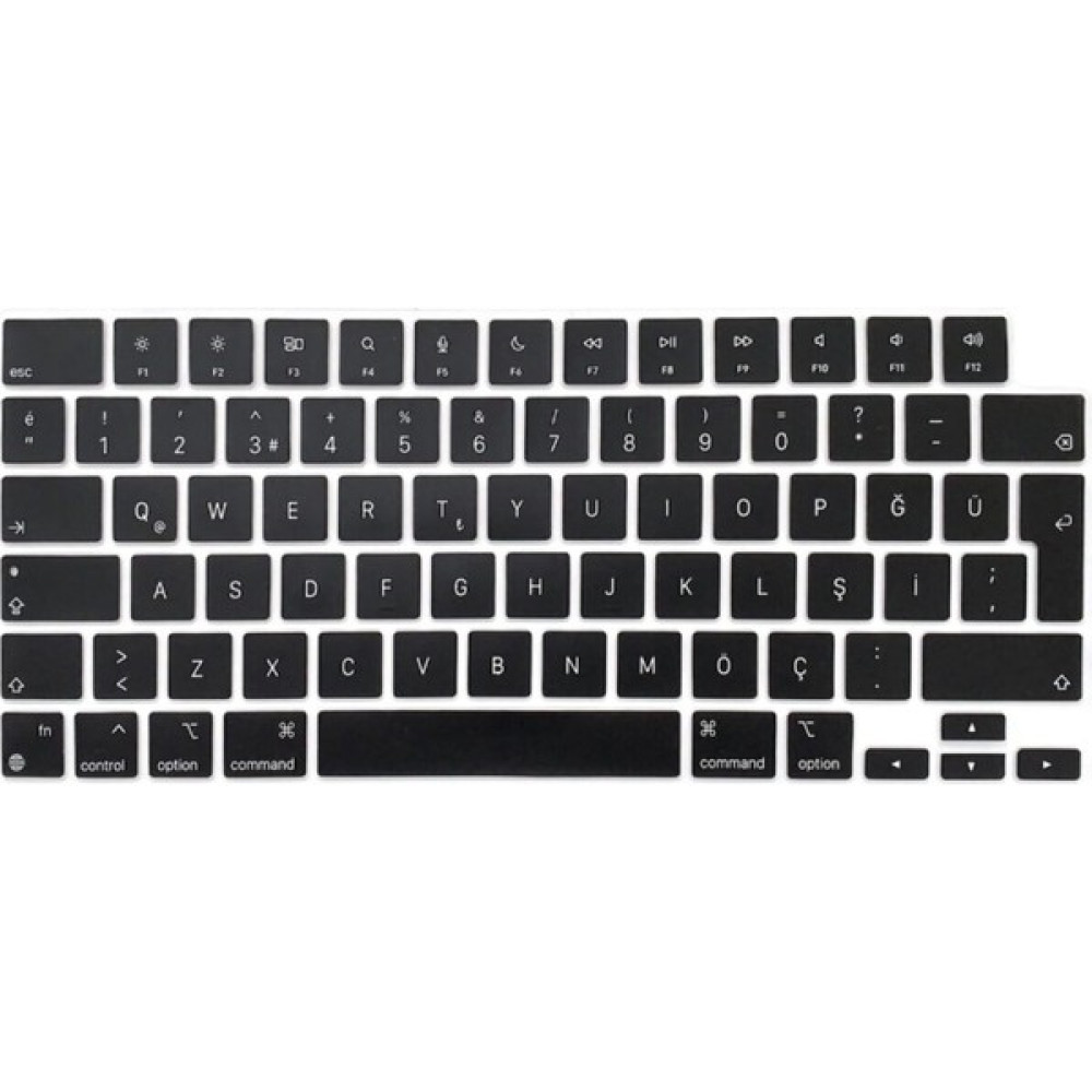 Arabulalaca Macbook Pro 16 inç 2021 A2485 M1 Pro M1 Max Işlemci Türkçe Silikon Klavye Koruyucu - Siyah - Kırık Beyaz Tablet Pc Aksesuarları Fiyatı