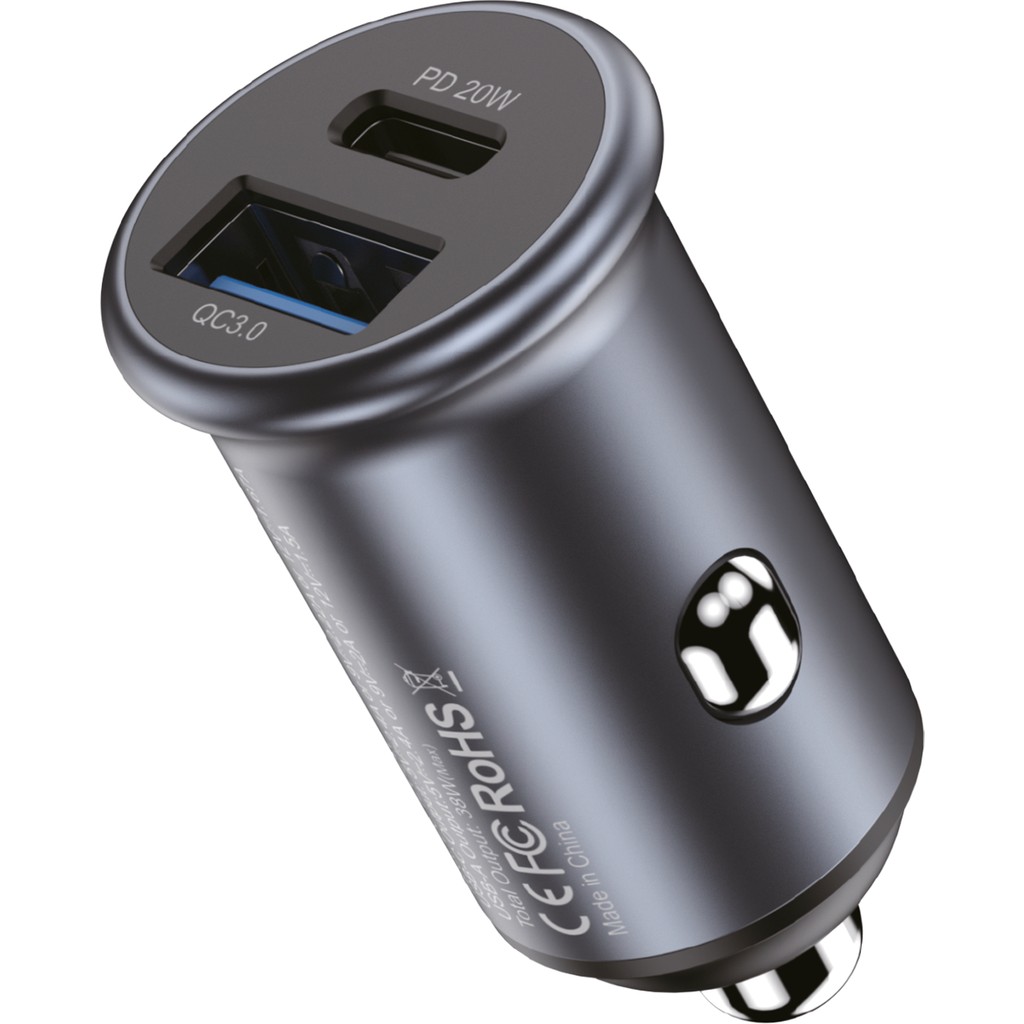 Araç Çakmak USB + Type-C Dönüştürücü Şarj Aleti Soketi ( 20W Hızlı Şarj Desteği - Oto Şarj Kesme ) - 01-Siyah Cep Telefonu Şarj Cihazı Fiyatı