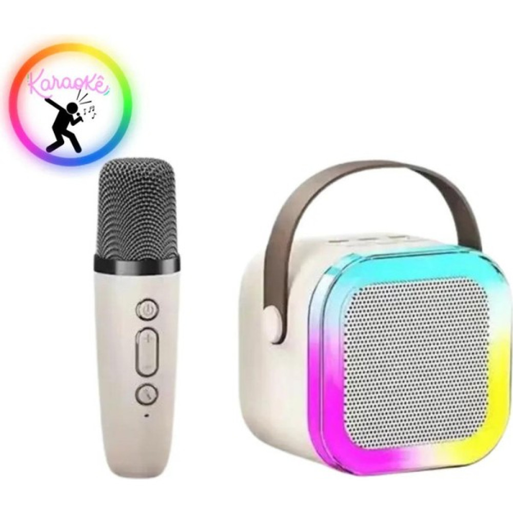 Araoke Hoparlör 5W Tf Kart/usb/tws Özellikli 2inch Bass Mikrofonlu Rgb Işıklı Bluetooth Speaker - Beyaz Bluetooth Hoparlör Fiyatı