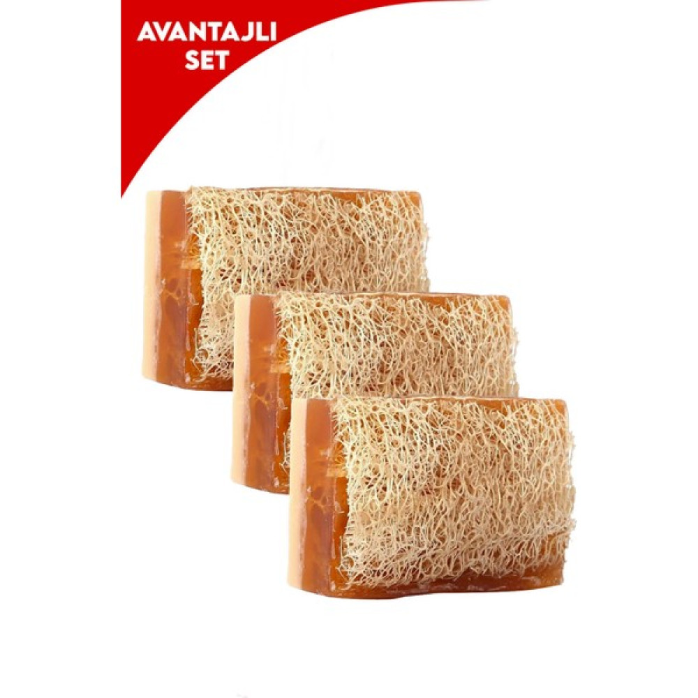 Arap Makyaj Dünyası 3'lü Lifli Ballı Eşek Sütlü El Yapımı Sabun 3 x 120 gr - Eşek Sütlü Sabunlar Fiyatı