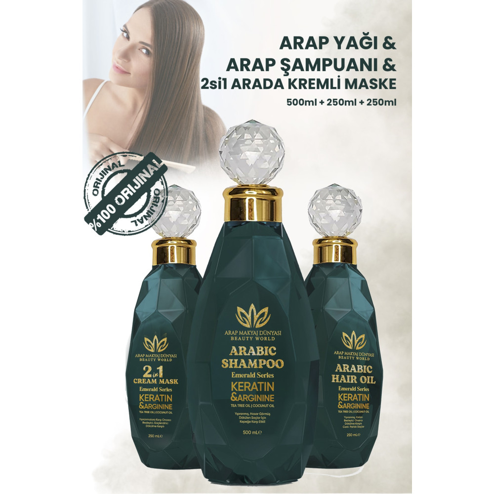 Arap Makyaj Dünyası 3lü Set Arap Yağı 250ml & Şampuanı 500ml & Saç Maskesi Ve Kremi 250ml Saç Bakımı Fiyatı