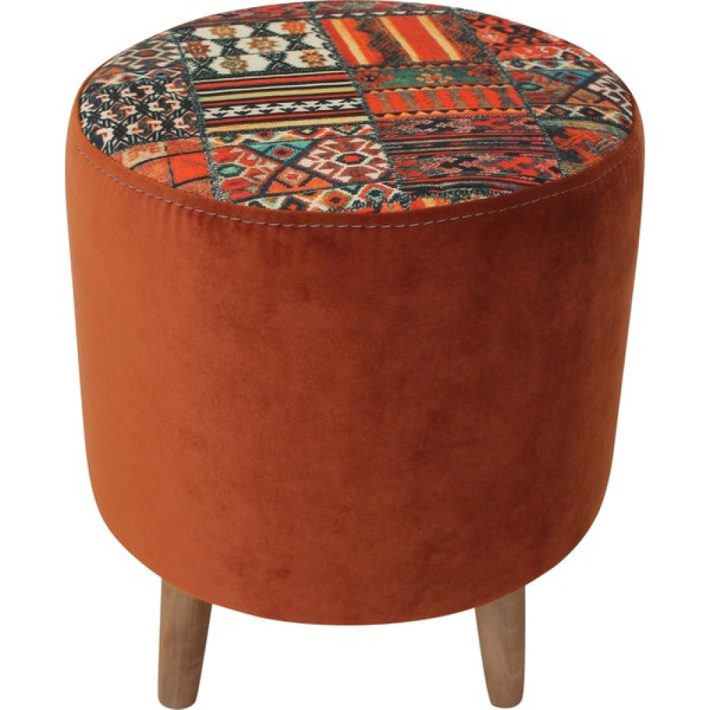 Arasta Ece Ahşap Ayaklı Silindir Kilim Tarçın Puf Tabure Puf Fiyatı