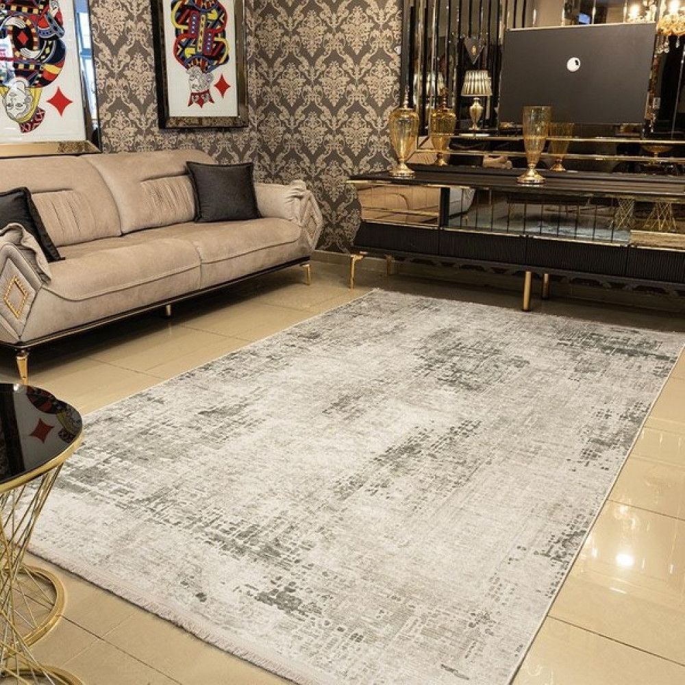 Araz Deco Gri Dağınık Desenli Kaymaz Taban Örgü Dokuma Halı - 100 x 200 cm Salon Halısı Fiyatı