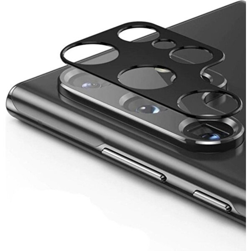 Arazon Samsung Galaxy S23 Ultra Uyumlu Kamera Lens Koruyucu Siyah Çerçeveli Cam Koruma - Samsung S23 ULTRA Cep Telefonu Ekran Koruyucusu Fiyatı