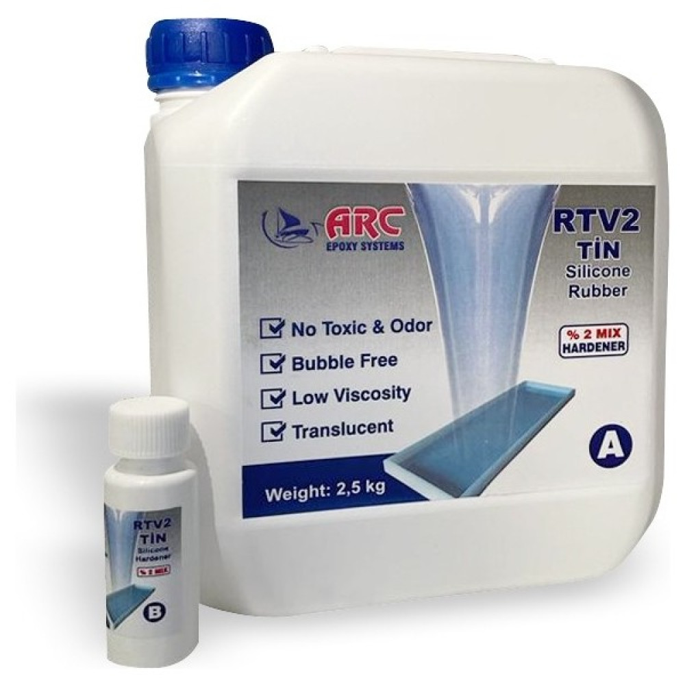 Arc Arcmarin - Rtv-2 1.sınıf Kalıp Silikonu 2,5 Kg Kıt-Avrupa Menşeli A+ Kalite Silikon Boya Malzemeleri Fiyatı