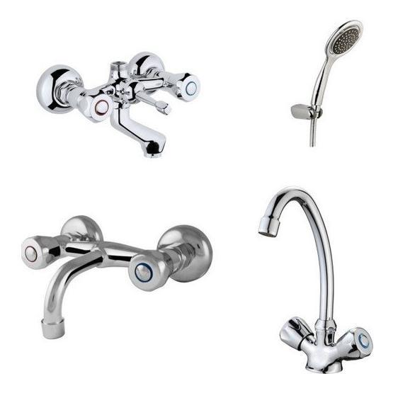 Arçe Klasik Çevirmeli Banyo + Kuğu Evye + Sabit Lavabo Bataryası + Duş Takım