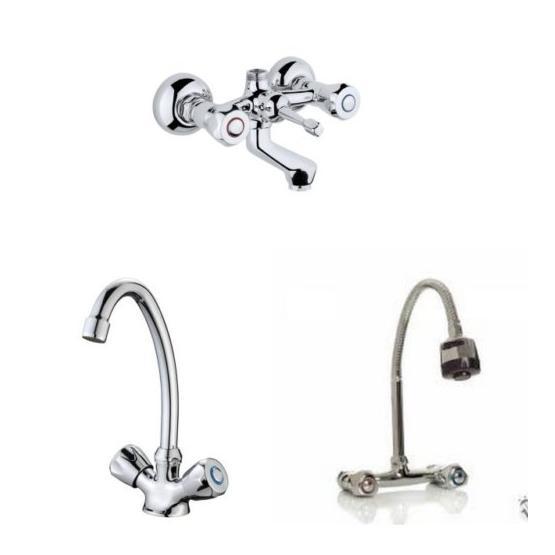 Arçe Klasik Çevirmeli Banyo + Kuğu Evye Ve Spiralli Lavabo Bataryası