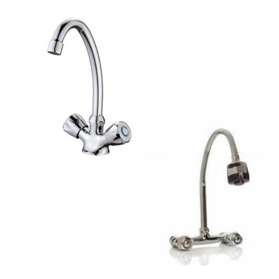 Arçe Klasik Çevirmeli Banyo + Kuğu Evye Ve Spiralli Lavabo Bataryası