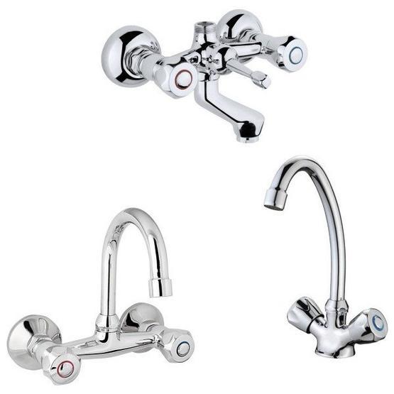 Arçe Klasik Çevirmeli Banyo + Kuğu Evye Ve Spiralli Lavabo Bataryası
