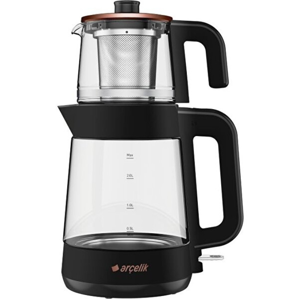 Arçelik 1900W, 2000ML, Çift Cam Siyah Çay Makinesi Çay Makineleri Fiyatı