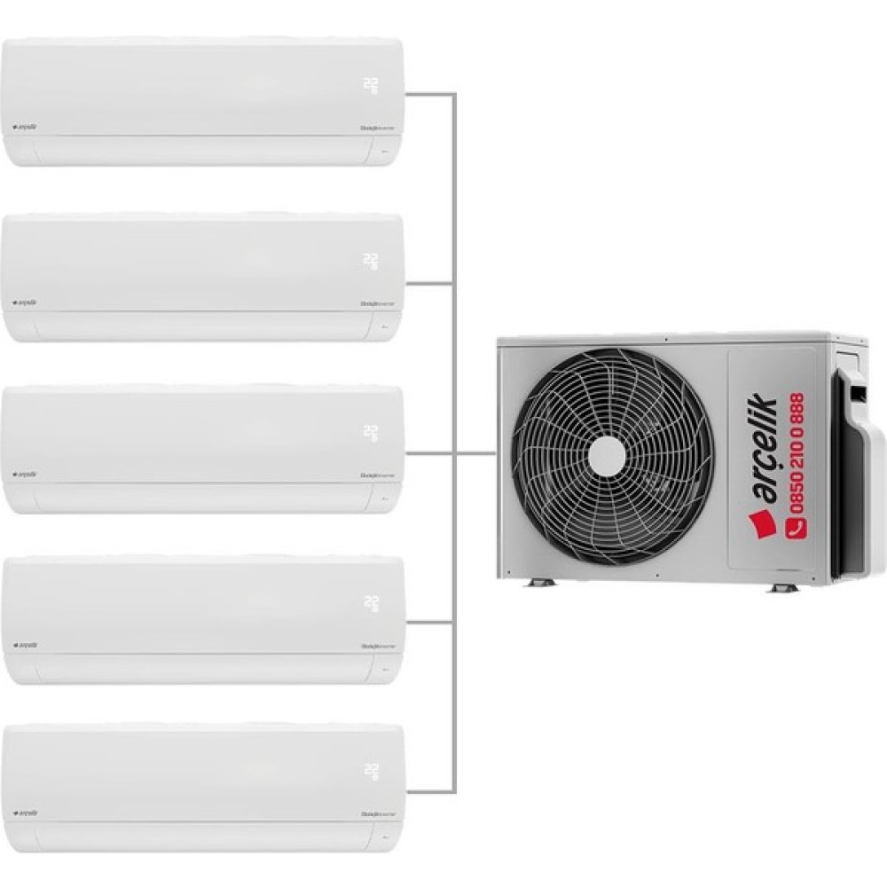 Arçelik Multi Sistem Duvar Tipi 5+1 Inverter 9+9+9+9+9 30000BTU Klima ZM30105-99999 Klimalar Fiyatı