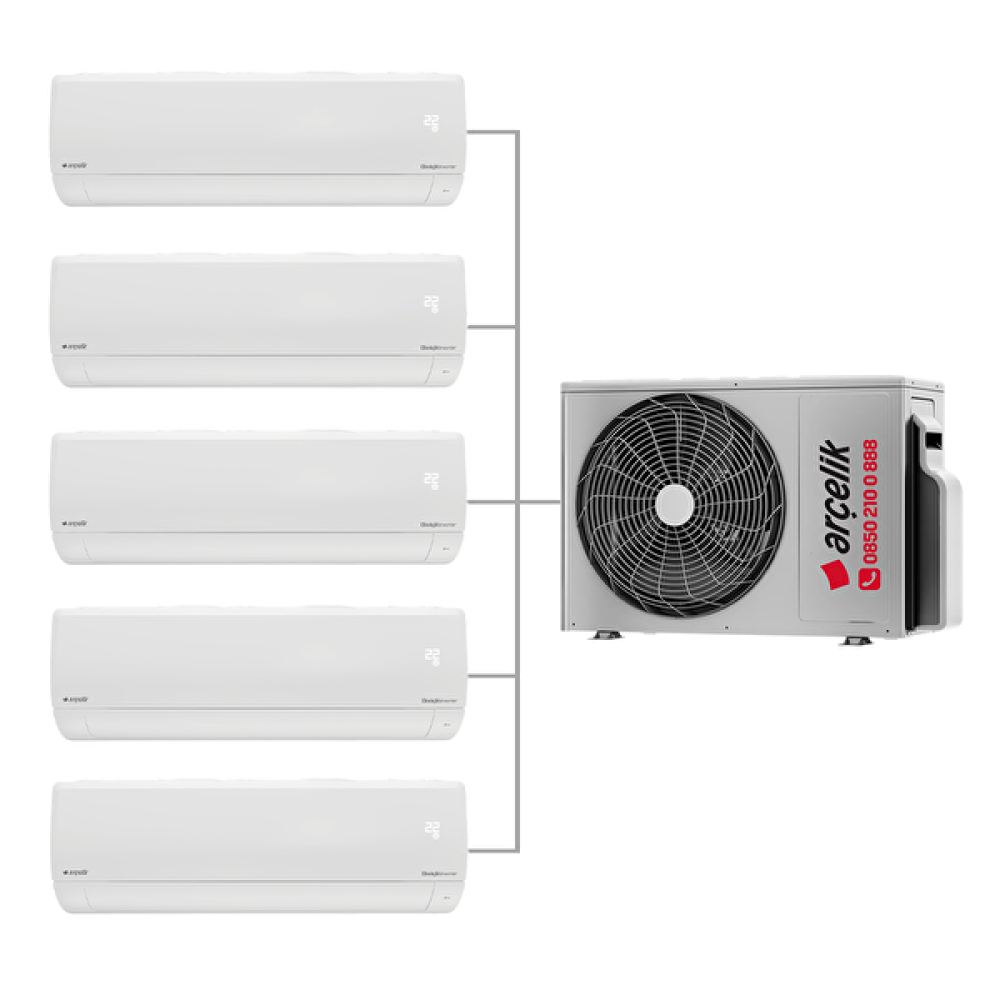 Arçelik Zm30105-99999 Multi Sistem 5+1 9+9+9+9+9 30000 BTU Duvar Tipi Inverter Klima Klimalar Fiyatı