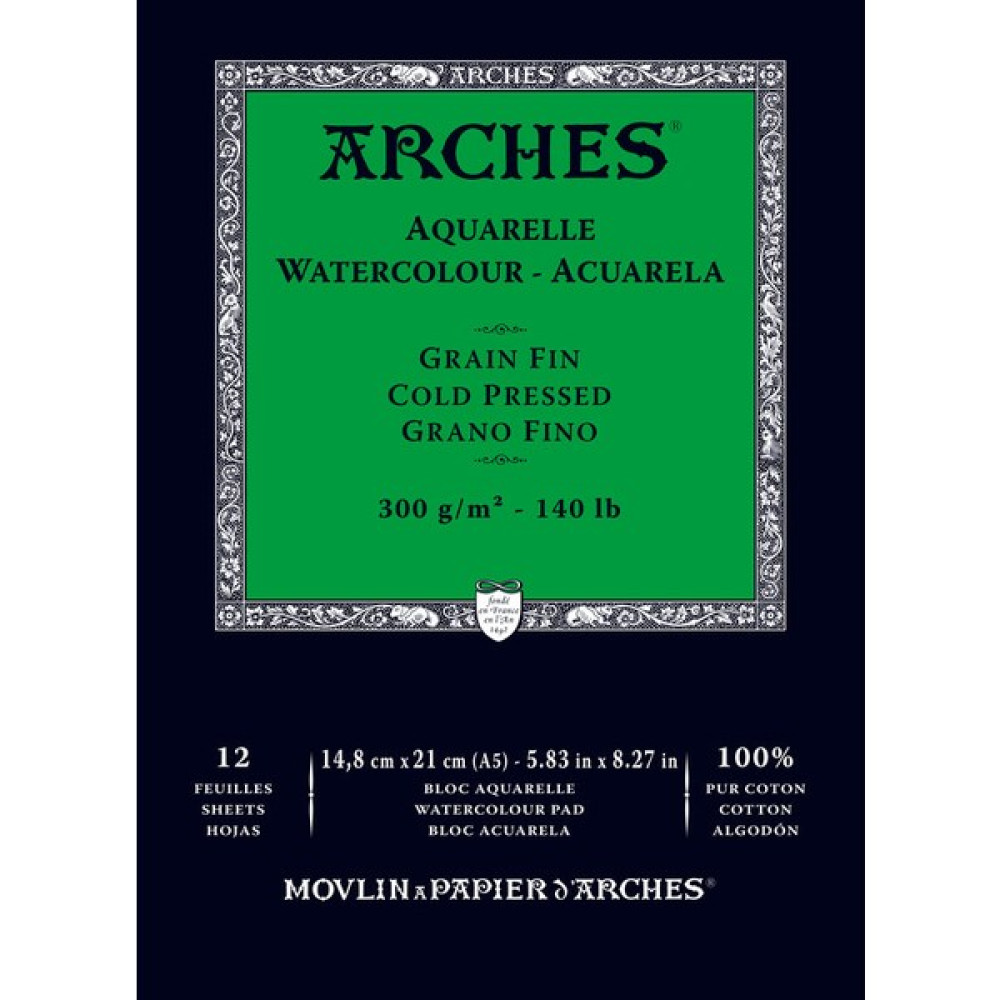 Arches Suluboya Defteri Blok Soğuk Baskı - Orta Doku 300 gr 12 Yaprak A5 15 x 21 cm Defter & Kağıt Ürünleri Fiyatı