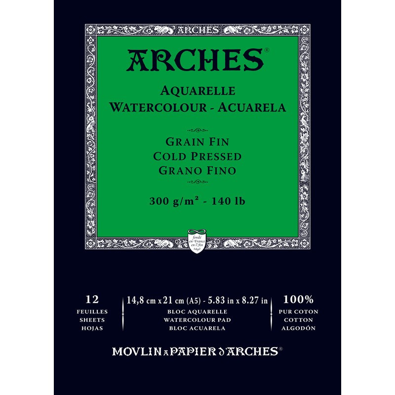 Arches Suluboya Defteri Blok Soğuk Baskı - Orta Doku 300 gr 12 Yaprak A5 15 x 21 cm Defter & Kağıt Ürünleri Fiyatı
