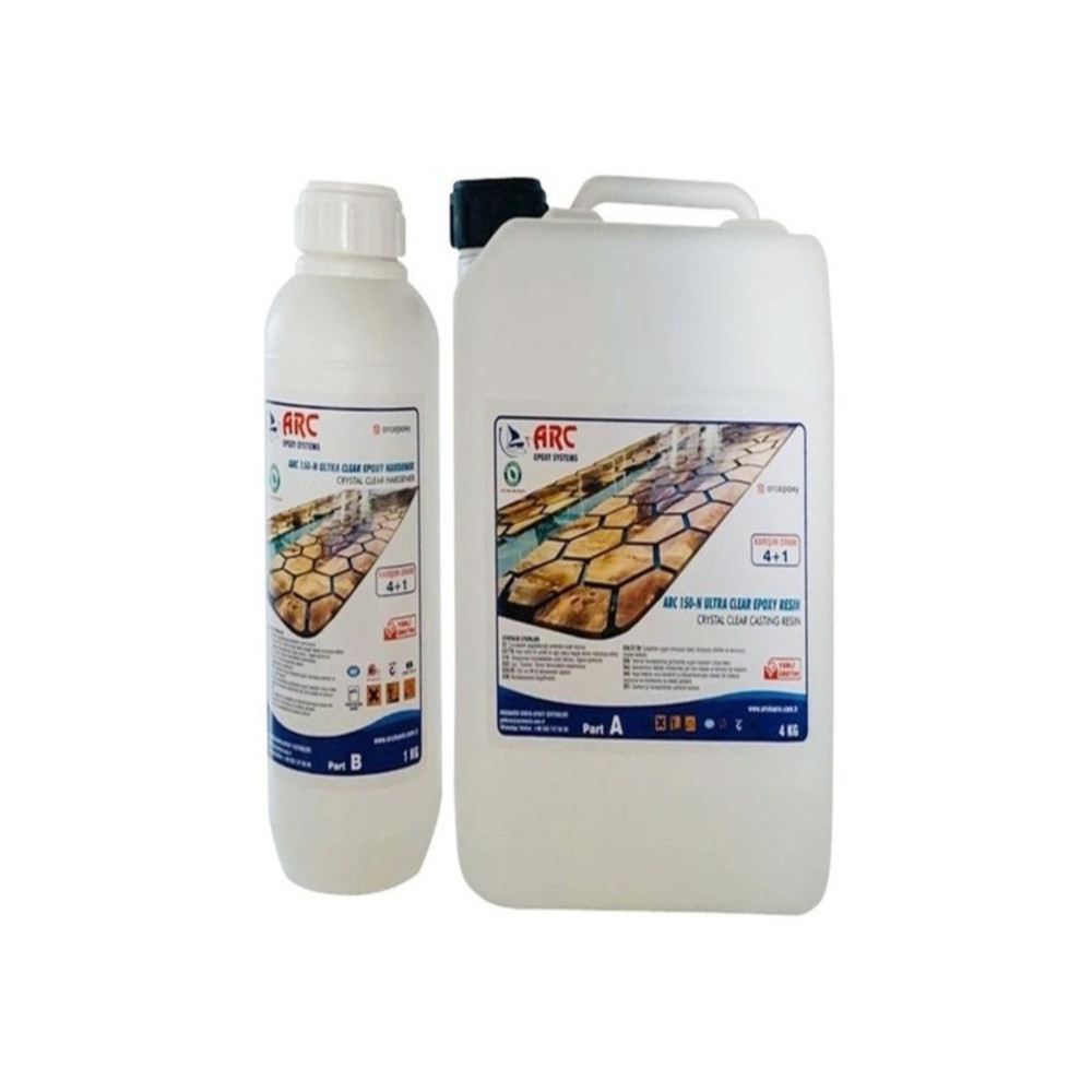 ARCMARİN Arc 150 Ultra Şeffaf Döküm Tipi Kristal Clear Epoksi Reçine -5 Kg Set Yardımcı Malzeme Fiyatı