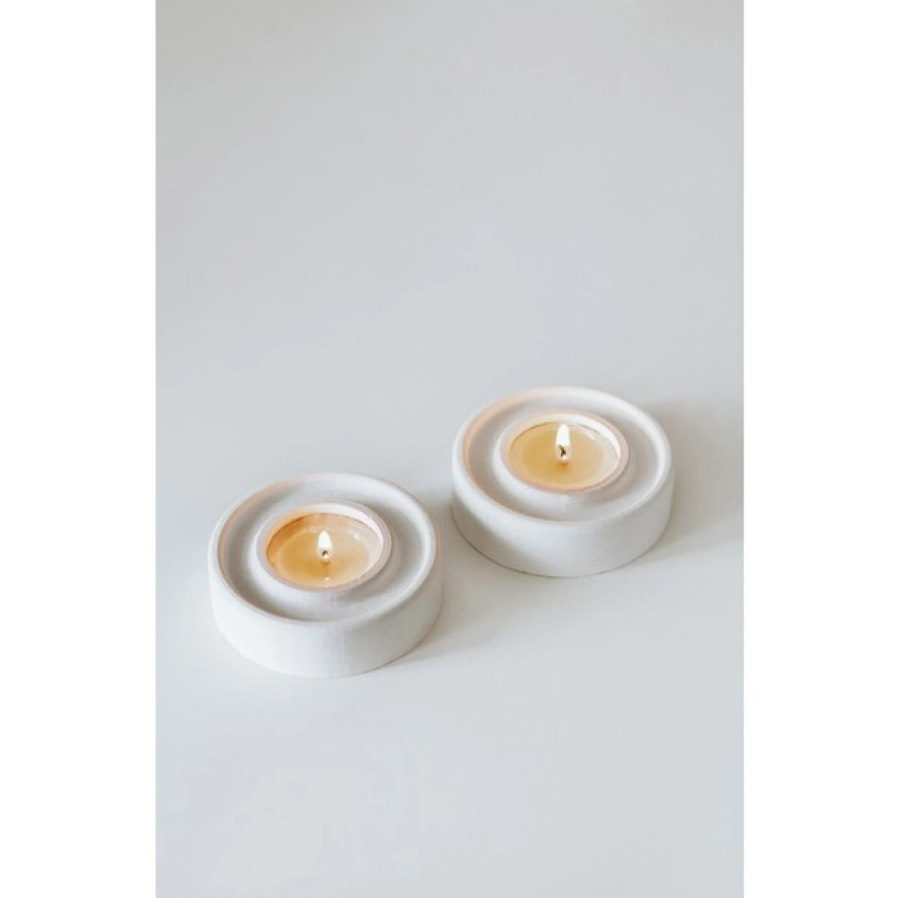 Ard Peyzaj Circle Beton 2'li Tealight Beyaz Mumluk Şamdan Fiyatı