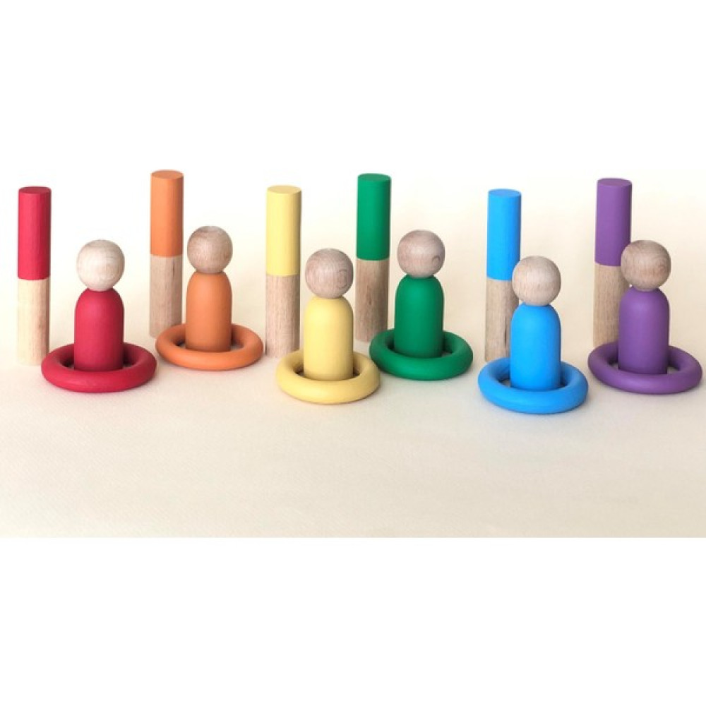 Arden Toy Store Waldorf Ahşap Oyuncak Renkli Peg Bebek Halka Çubuk Eğitici Set Bebek Oyuncakları Fiyatı