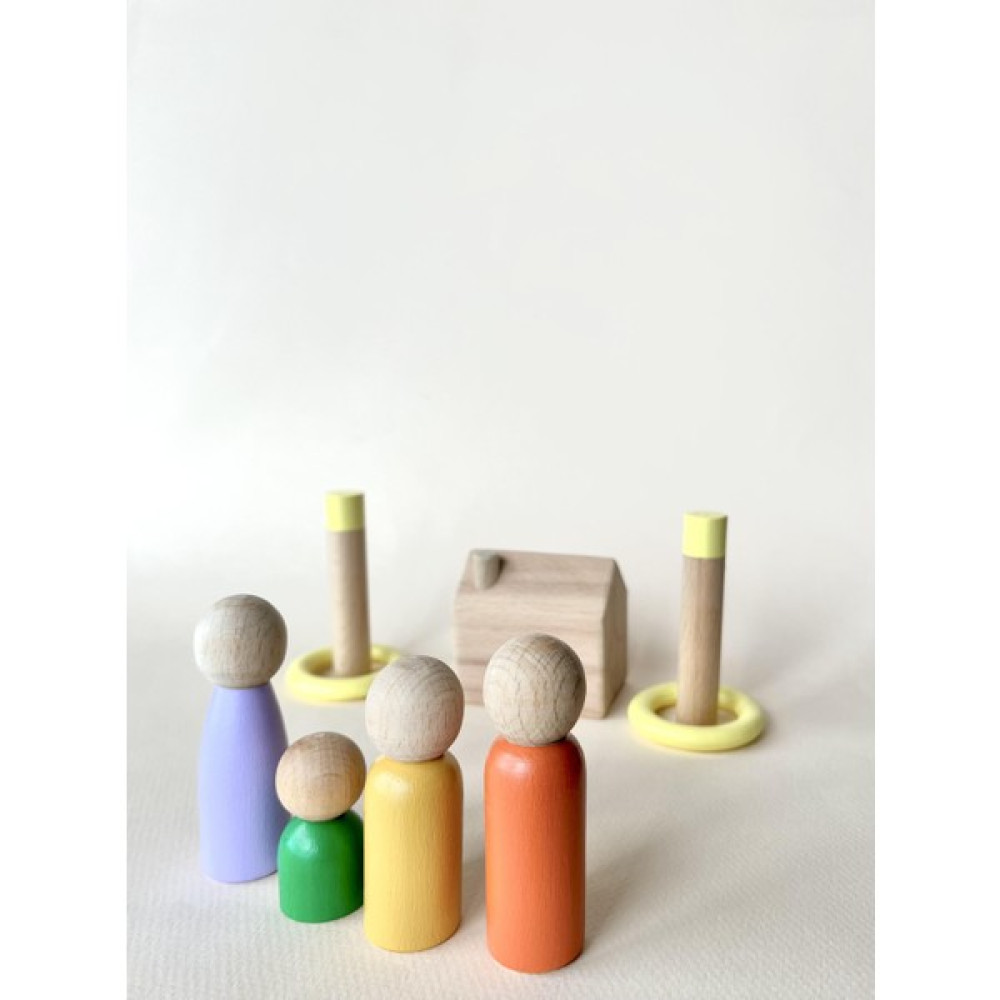 Arden Toy Store Waldorf Doğal Ahşap Oyuncak Peg Ailesi ve Evi Oyun Seti Bebek Oyuncakları Fiyatı