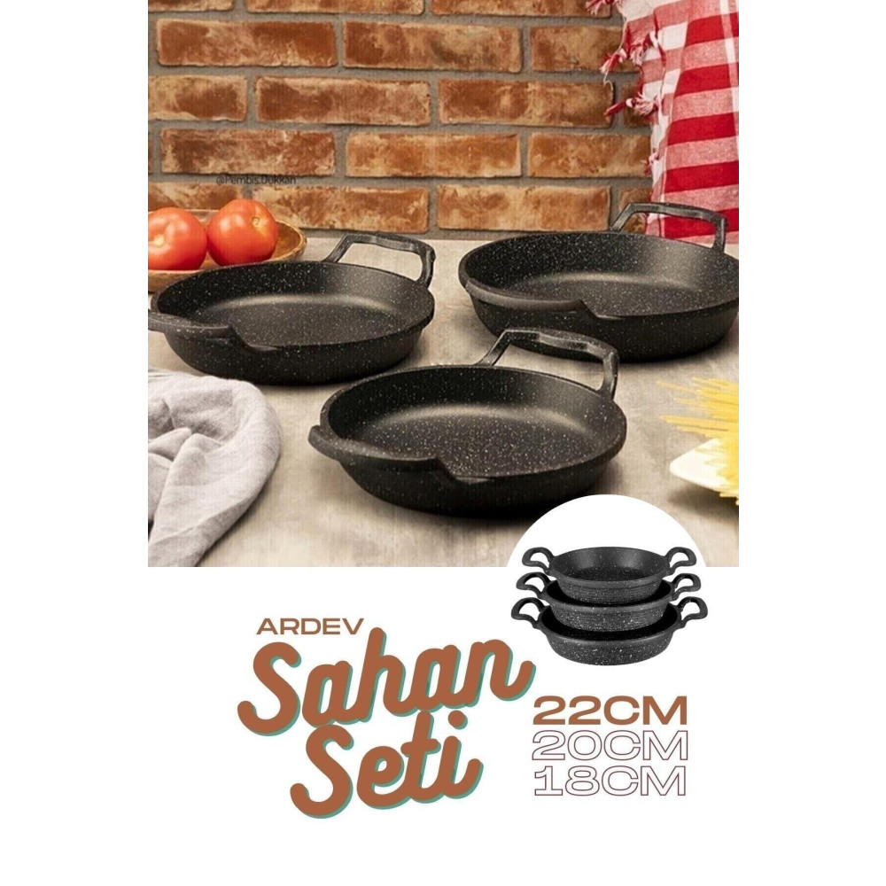 Ardev 3lü Döküm Granit Sahan Seti Tava 18-20-22 Cm Tavalar Fiyatı