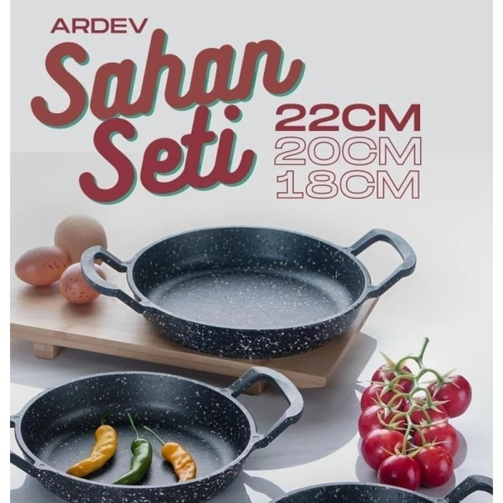 Ardev Azra Tava Set Granit Sahan Seti Tava 18-20-22 cm 3'lü Tavalar Fiyatı