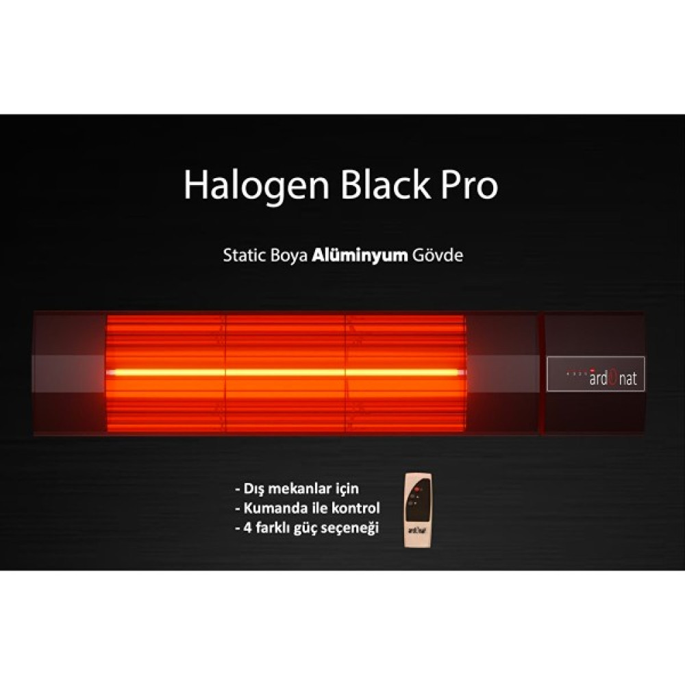 Ardonat Inox Halogen Black Pro 2000 Watt Kumandalı Dış Mekan Isıtıcı. Isıtıcılar Fiyatı