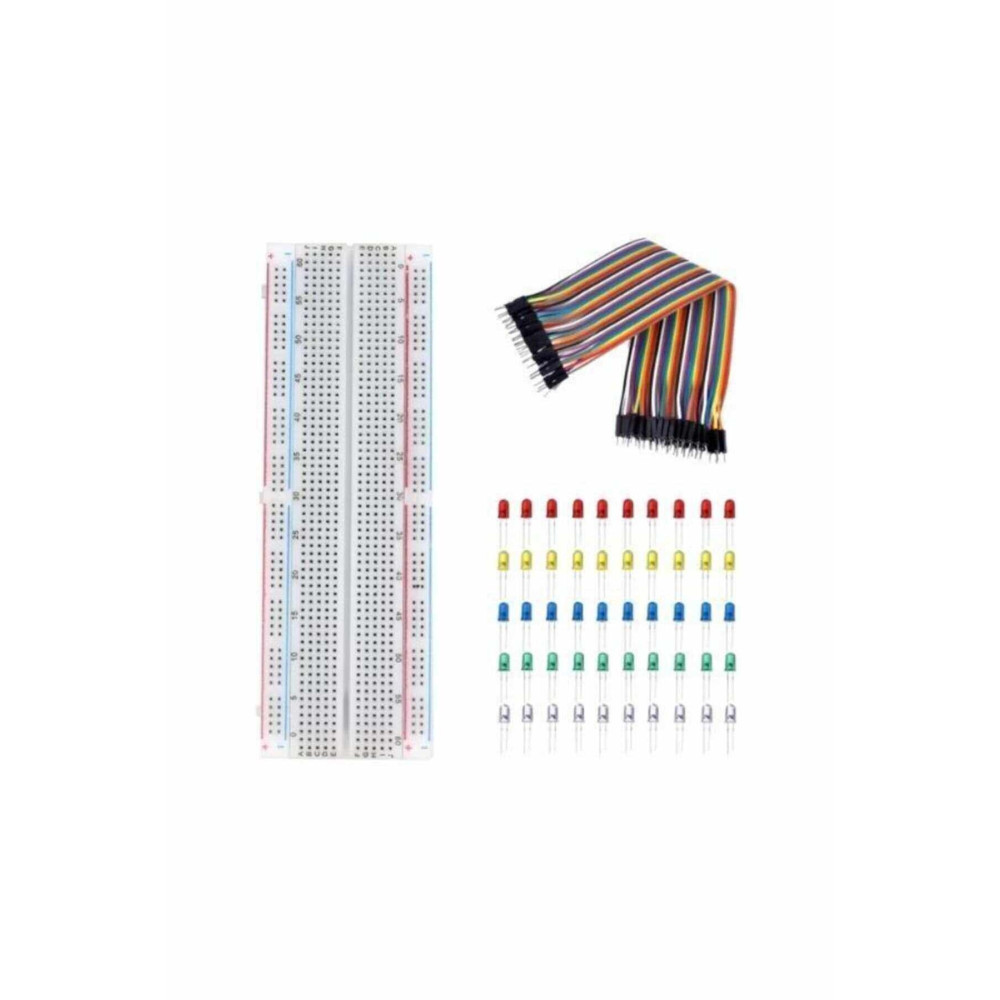 Arduino Kids Maker 3lü Set 830 Pin Breadboard 40 Pin Erkek-erkek Jumper Kablo 50 Adet 5mm Led ( 5 Renk ) Bilgisayar Yedek Parça Fiyatı