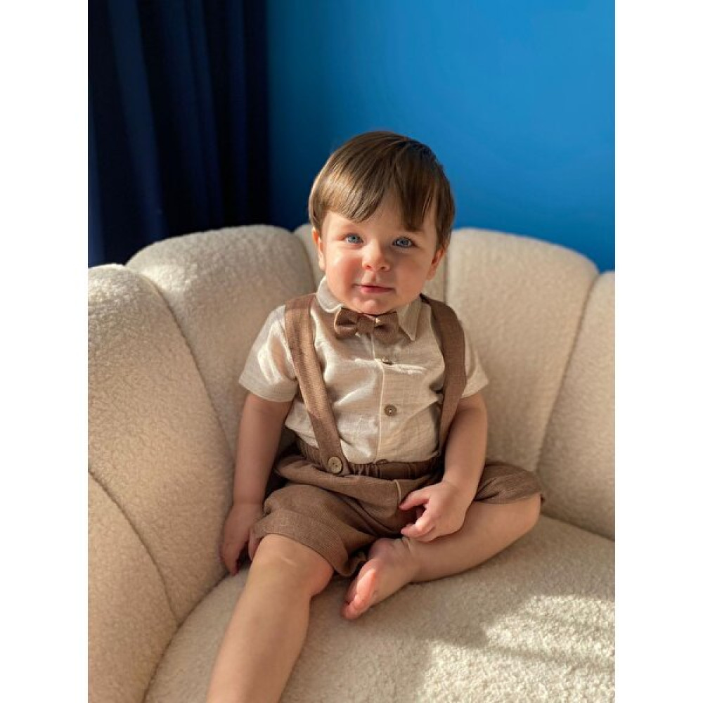 Arel Kids Papyonlu Keten Gömlekli Salopet Takım Bebek Giysi Takım Fiyatı