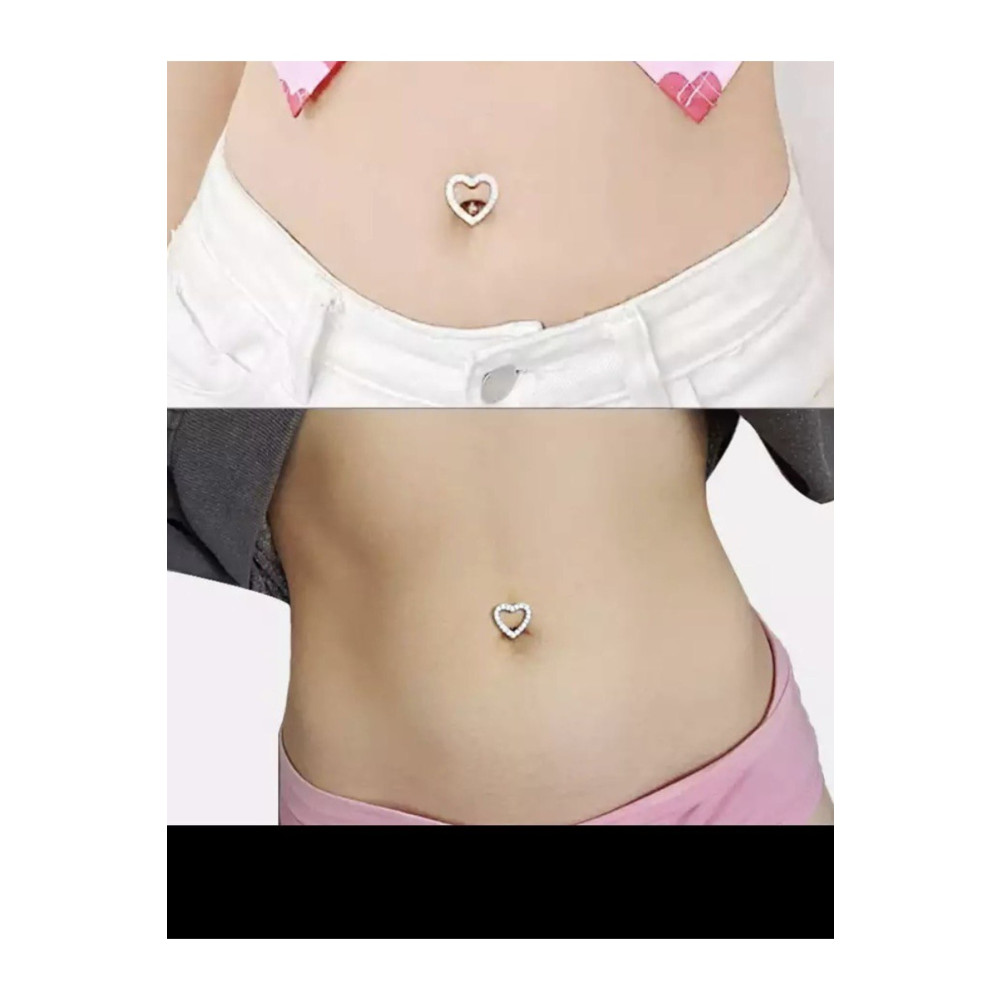 Arescollection Cerrahi Çelik Boş Kalp Zirkon Taşlı Göbek Piercingi Altın & Gümüş Piercing Fiyatı