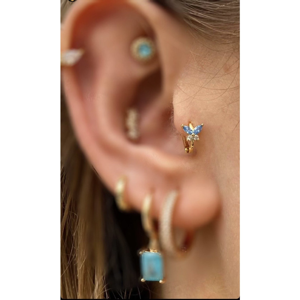Arescollection Cerrahi Çelik Gold Renk Kelebek Mini Halka Tragus Helix Kıkırdak Piercingi 6 mm Beden Altın & Gümüş Piercing Fiyatı