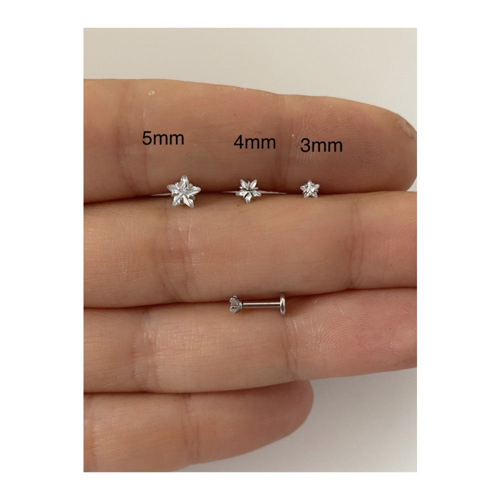 Arescollection Cerrahi Çelik Gümüş Renk Tek Taş Yıldız Tragus Helix Kıkırdak Piercing 4 MM Beden Altın & Gümüş Piercing Fiyatı