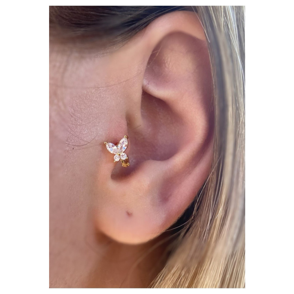 Arescollection Cerrahi Çelik Kelebek Halka Tragus Rook Kıkırdak Piercingi 6 mm Beden Altın & Gümüş Piercing Fiyatı