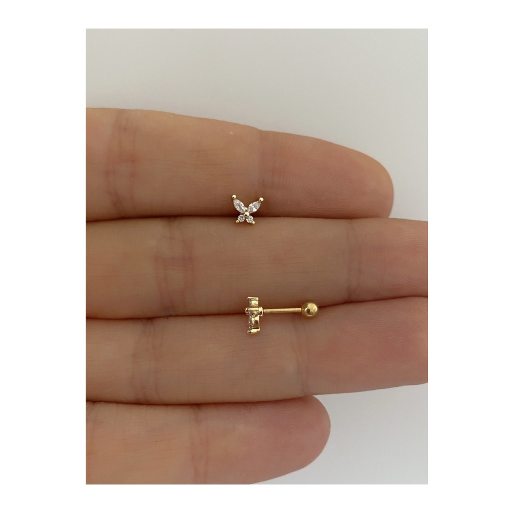 Arescollection Cerrahi Çelik Mini Kelebek Tragus Helix Conch Lobe Uyumlu Piercing Küpe Altın & Gümüş Piercing Fiyatı