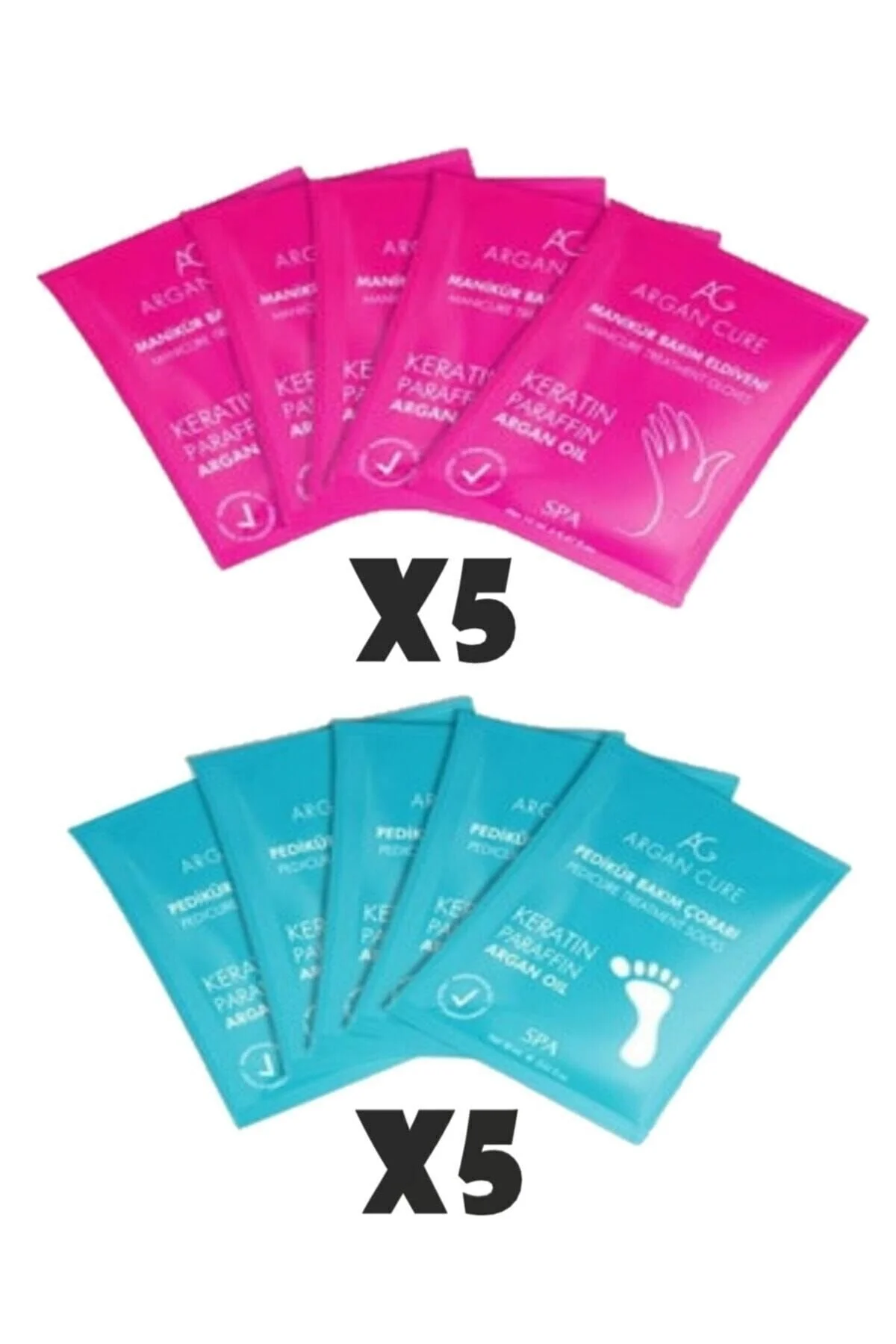 Argan Cure Manikür Kremli Bakım Eldiveni X5 Pedikür Kremli Bakım Çorabı X5 (10lu Avantaj Paketi)" Manikür & Pedikür Seti Fiyatı