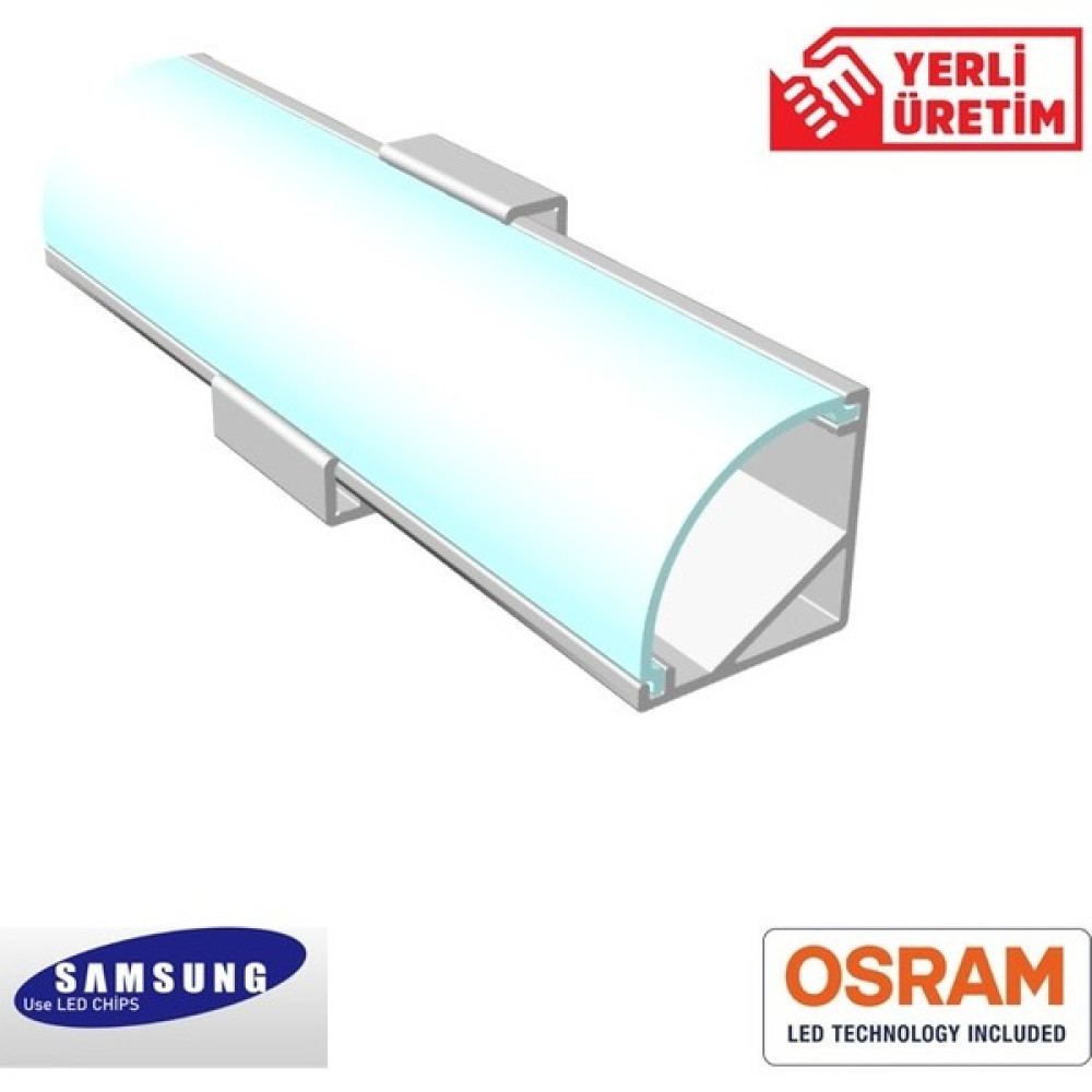 Arge Led Mutfak Dolabı ve Tezgah Altı Bombe Difüzörlü Köşe Bar LED 12V - 100 cm - 3000K Led Aydınlatmalar Fiyatı