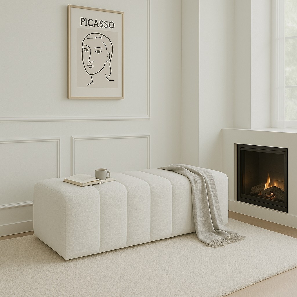 Argedemo Ringo Puf Uzun Bench 120CM Modern Puf Antre,hol,giyinme Odası,salon - Kırık Beyaz Diğer Fiyatı