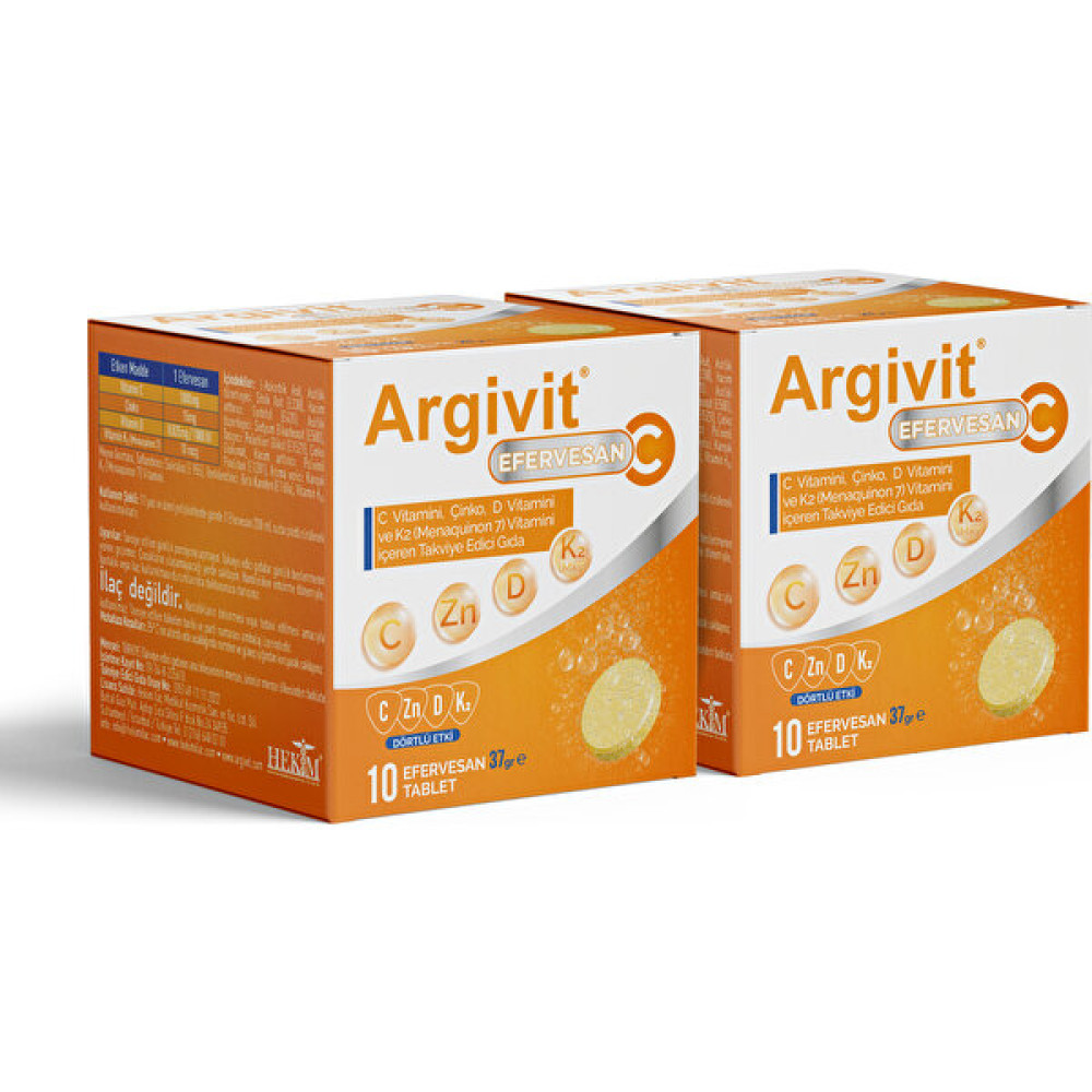 Argivit Efervesan C Tablet 10 Tablet 2'Li Paket Sporcu Besinleri Fiyatı