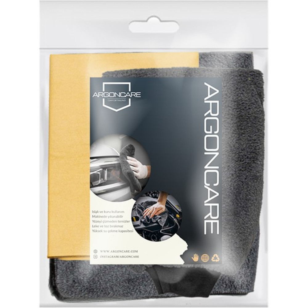 ARGON CARE Mikrofiber Oto Yıkama Seti Araç Kurulama Havlusu Güderi Bezi Yıkama Eldiveni Oto Bakım Bezleri Fiyatı