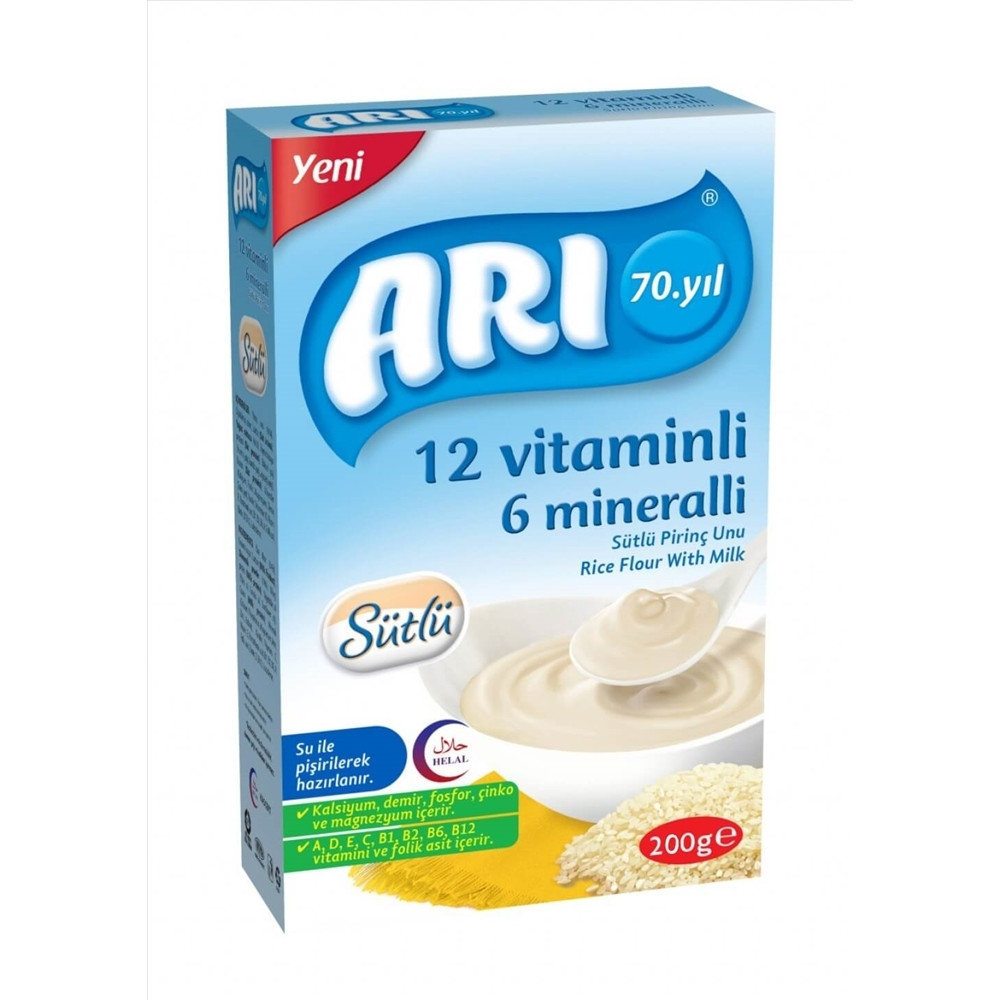 Arı Mama 12 Vitamin 6 Mineral Sütlü Pirinç Unu 200 g Bebek Mamaları Fiyatı