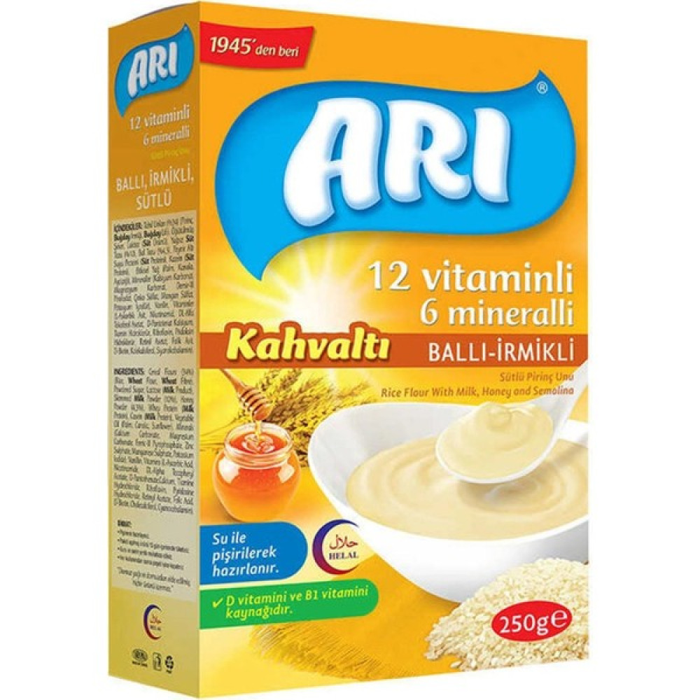 Arı Mama 12 Vitaminli 6 Mineralli Sütlü Ballı İrmikli Kahvaltı Pirinç Unu 250 gr Bebek Mamaları Fiyatı